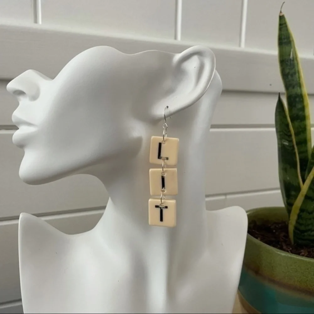 $10 SALE Handmade LIT Letter Tile Earrings 3.5” Upcycled Repurposed Book Gift